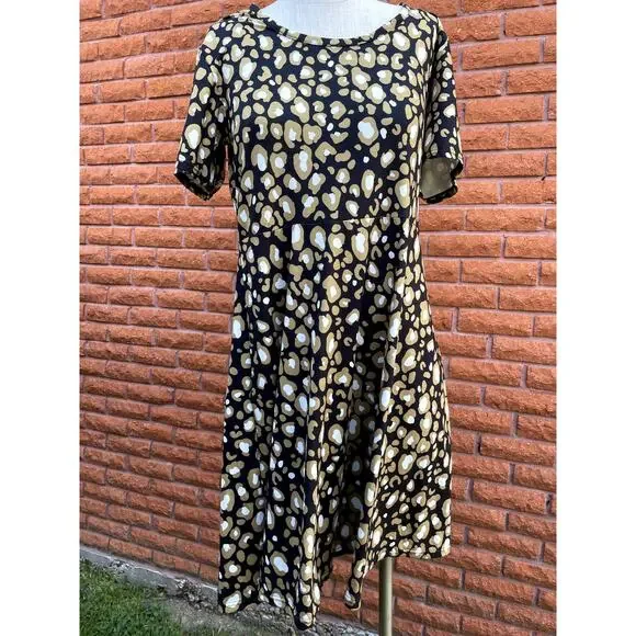 Bon Temps Boutique Dresses | Leopard Print Saints Dress Black Gold And White Bon Temps Boutique Women's Xl | Color: Black/Gold | Size: Xl | Em_Air's